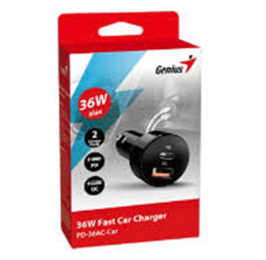 CARGADOR GENIUS PD-36AC PARA AUTO USB-A / USB-C 36W