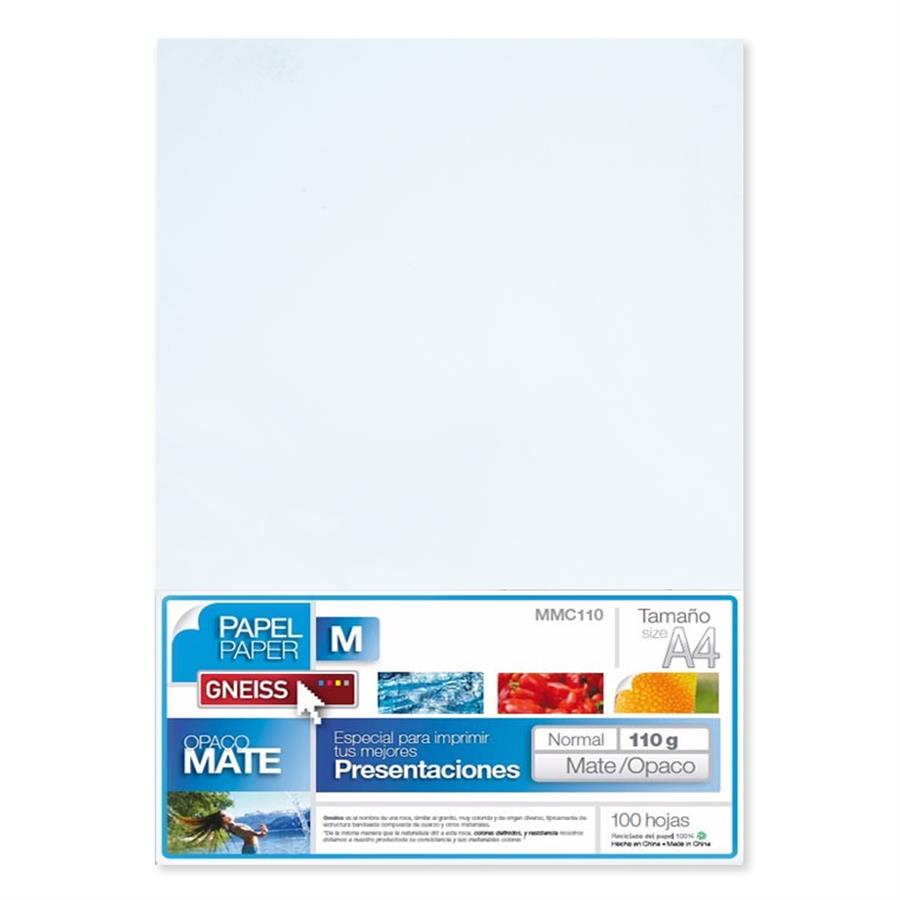 PAPEL PRESENTACIÓN GNEISS 110GR MATE 100 HOJAS A4